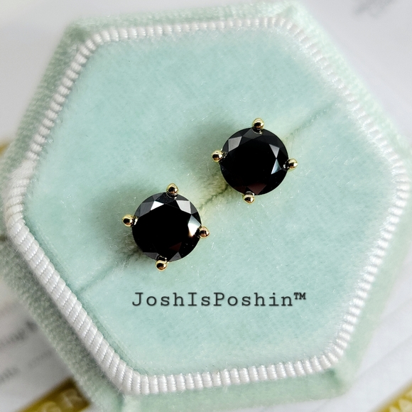2CT. T.W. Black Moissanite stud earrings in 18K gold over sterling silver - Picture 1 of 13